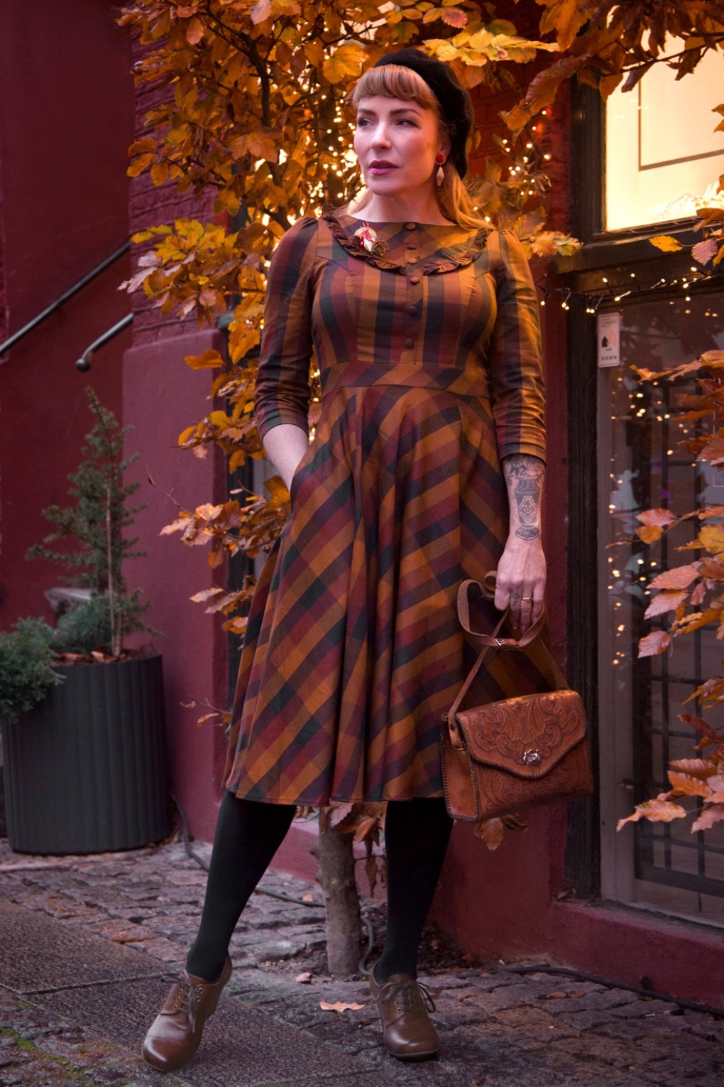 269519-Hearts-and-Roses-51563-Swing-Dress-Brown-Checked-240905-006iW-full