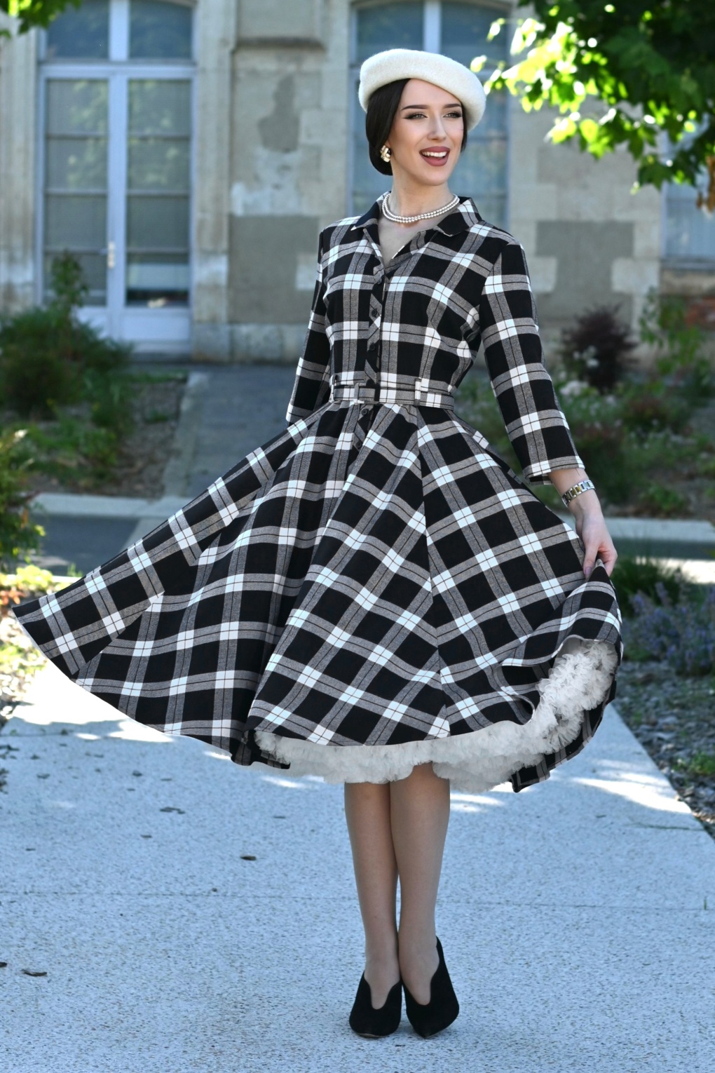 281146-Hearts-Roses-54626-Dress-Swing-Plaid-Black-White-251006-007W-full