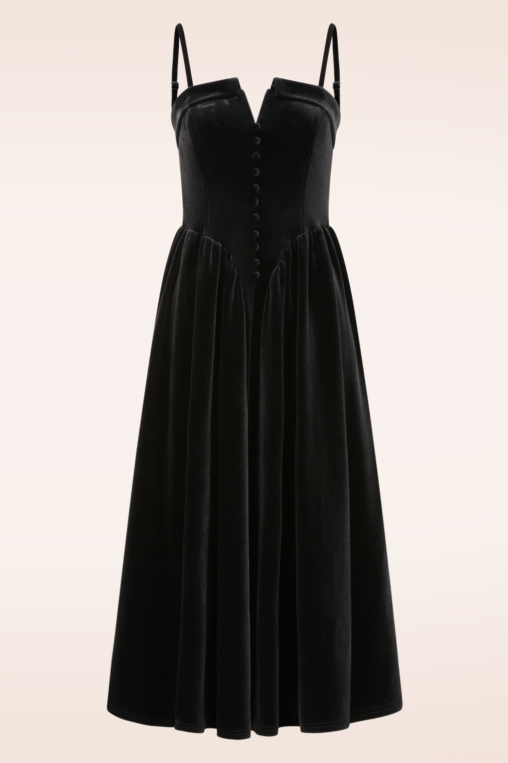 283866-Timeless-54478-Dress-Maxi-Velvet-Buttons-Black-251120-001W-full