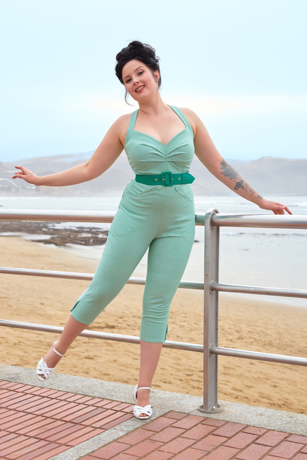 276662-Miss-Candyfloss-53067-Jumpsuit-Checkered-Green-White-241127-001MW-full