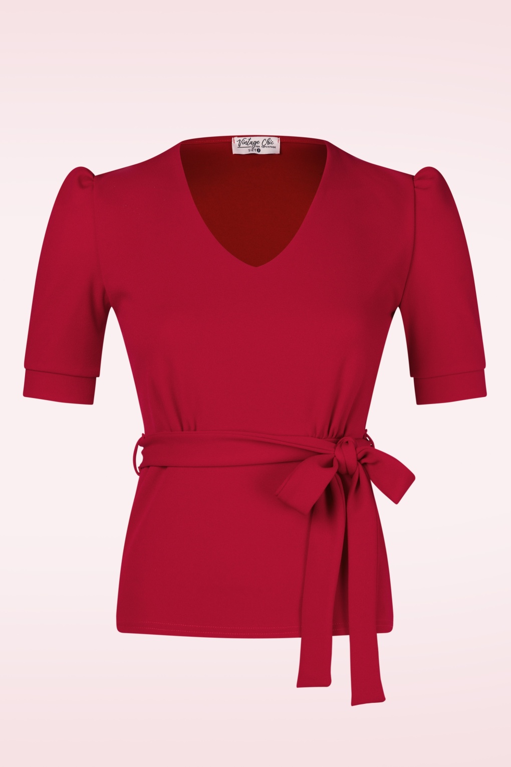 272030-Vintage-Chic-52768-Top-Puff-Sleeve-Red-Bow-250220-001W-full