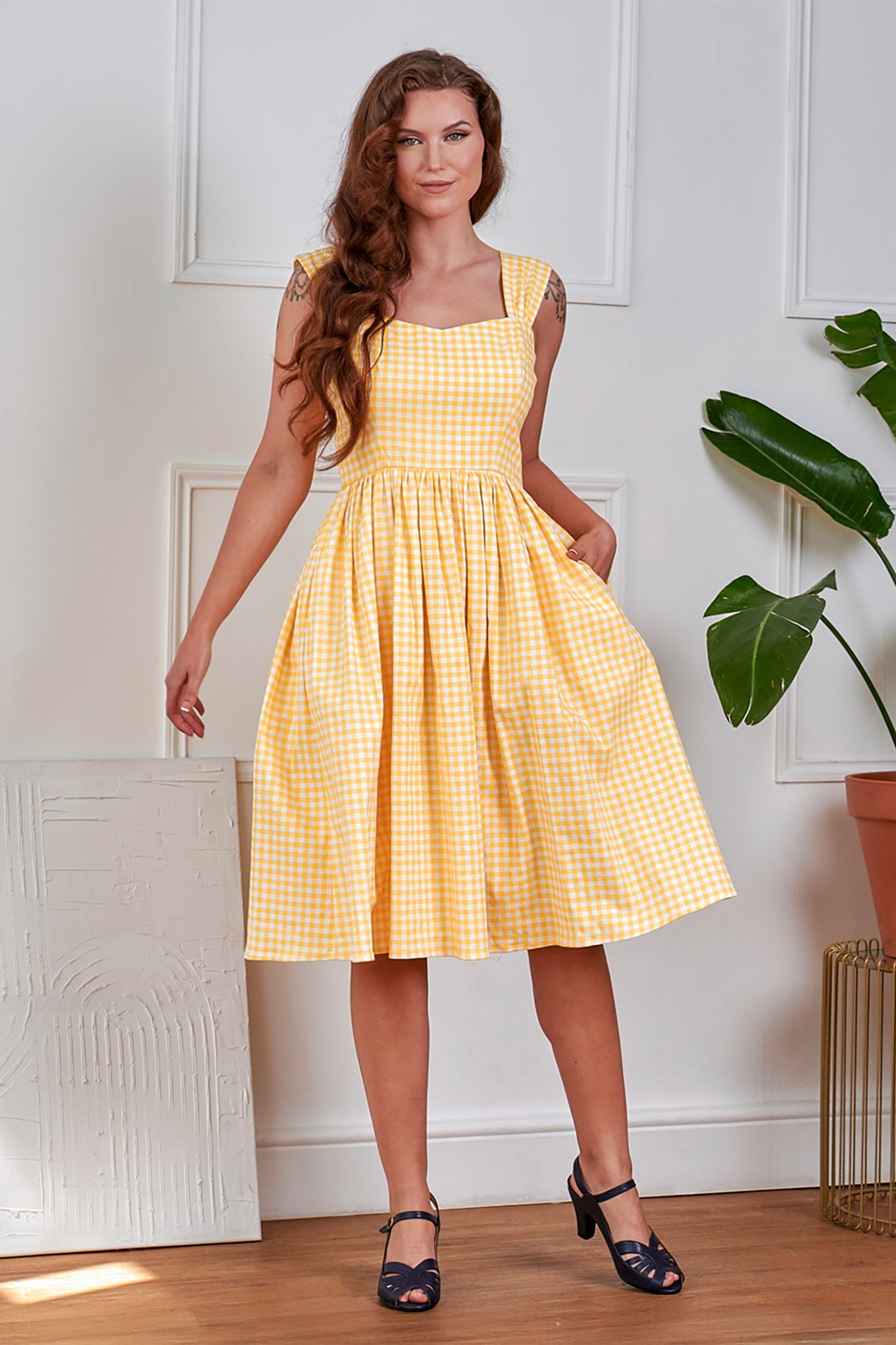 287886-Banned-55606-Eliza-gingham-swing-dress-yellow-250627-001W-full