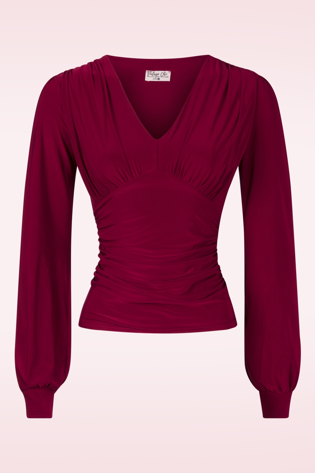 277515-Vintage-Chic-54502-Top-Wine-Red-Bell-V-Neck-250724-001W-full