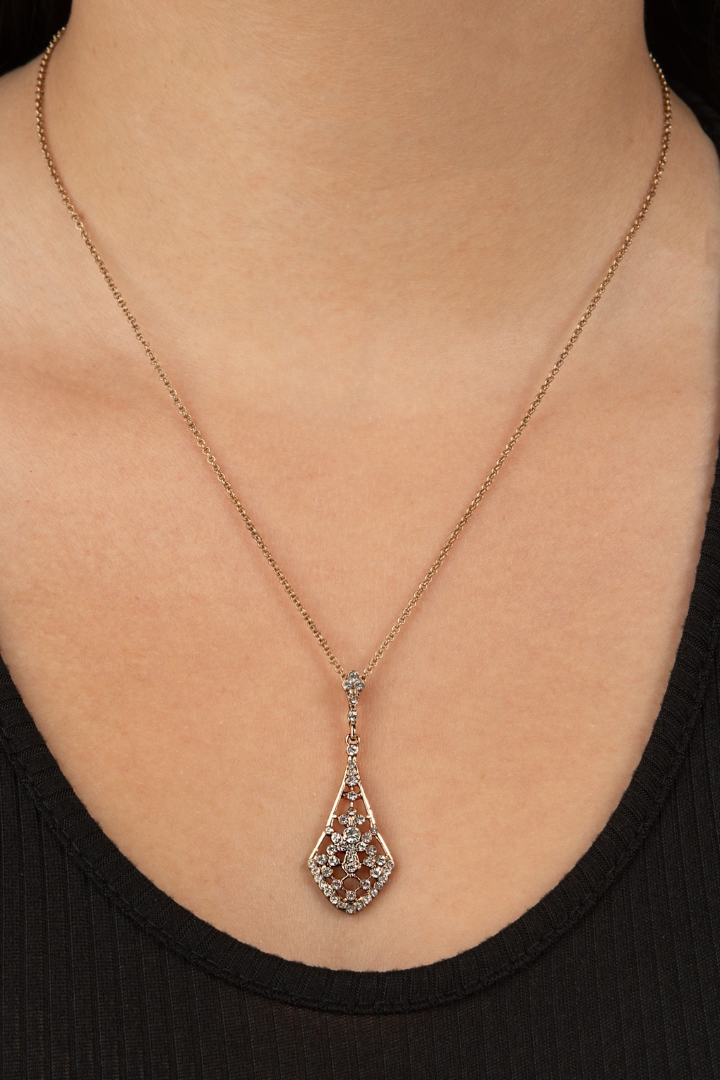 Art Deco Crystal ketting in antiek goud
