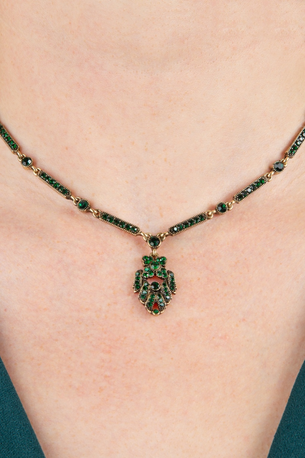 Art Deco ketting in smaragdgroen