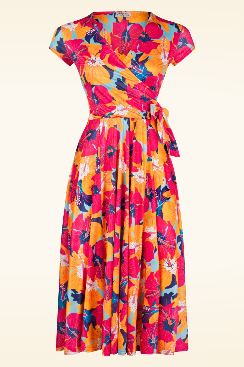 272242-Vintage-Chic-53234-Swing-Dress-Floral-Orange-Turquoise-250224-001W-full