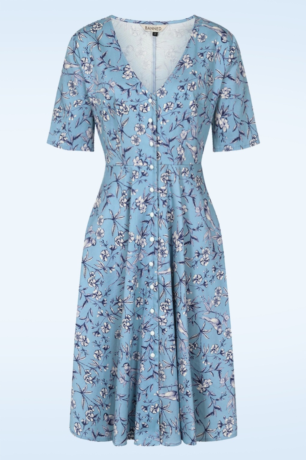 273645-Banned-52485-Dress-Light-Blue-Button-Floral-Birds-240703-001W-full