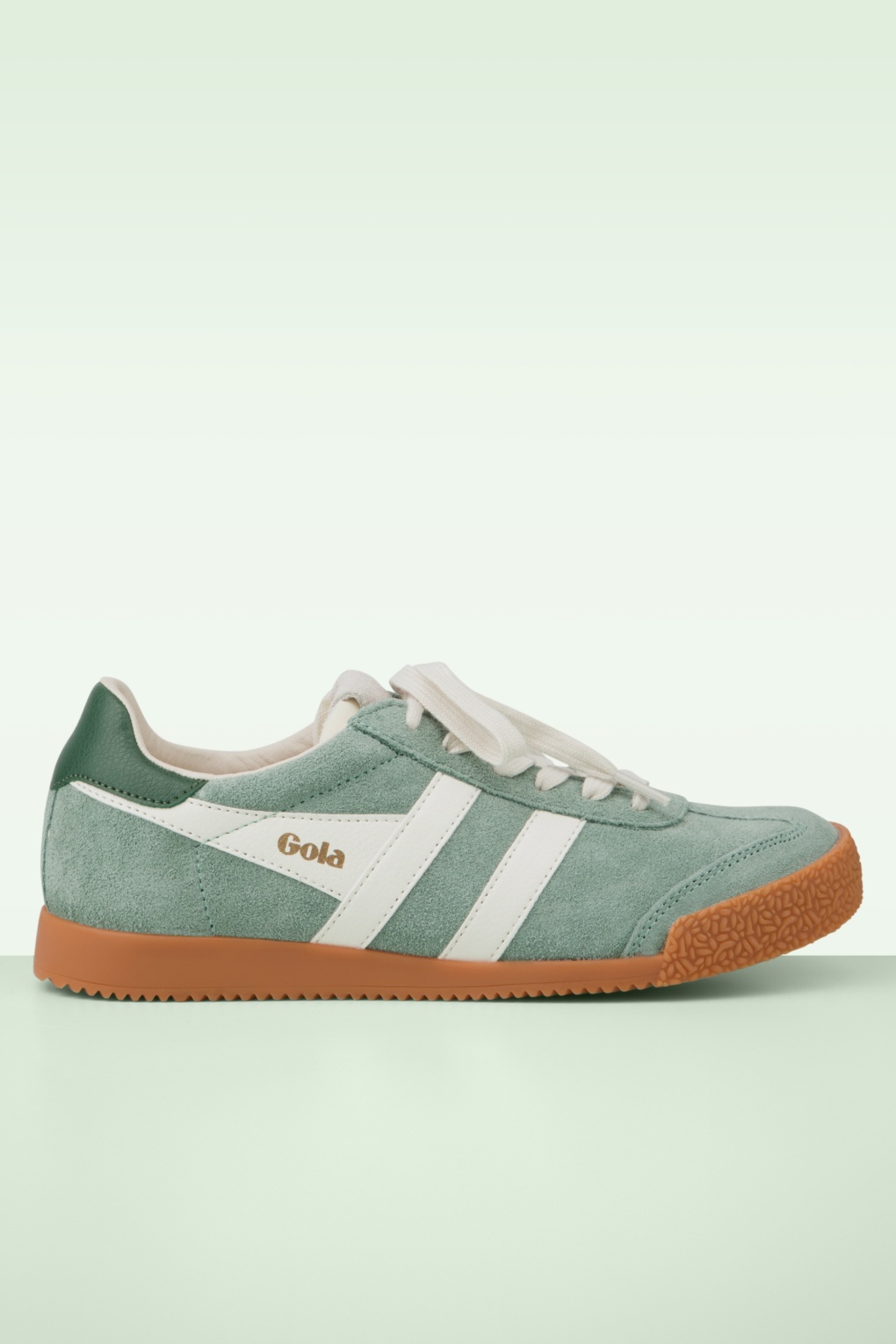 Elan Suede sneakers in saliegroen en gebroken wit
