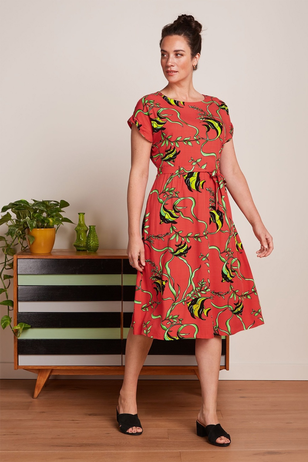 Betty Loose Fit Orne jurk in tweed oranje