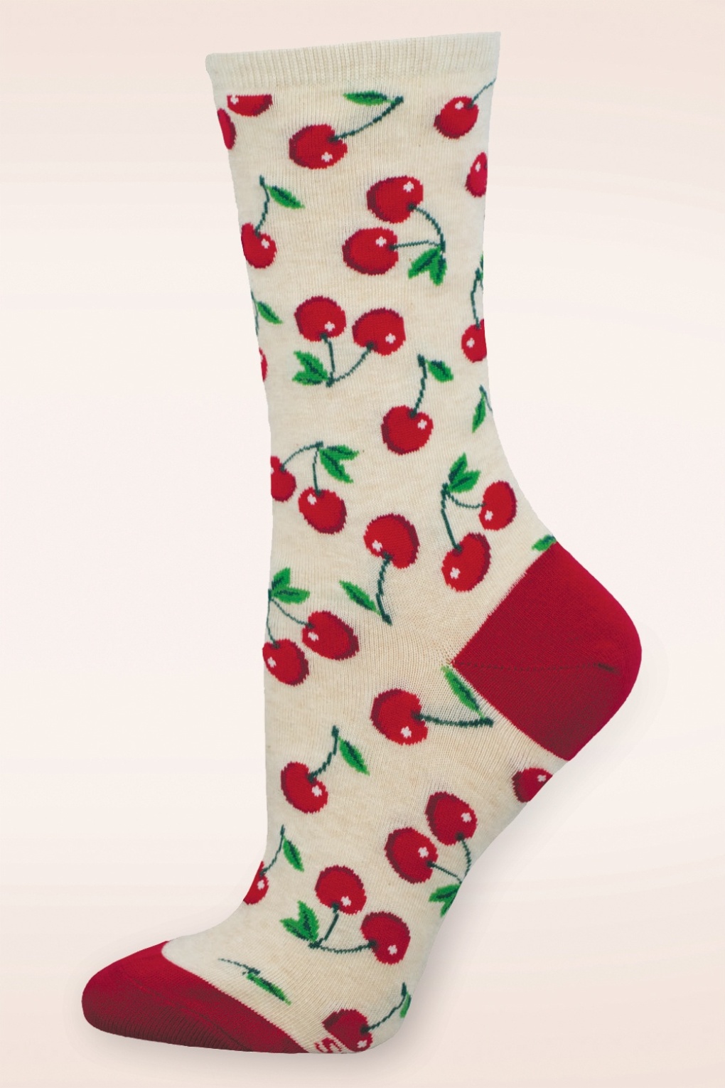 Absolutely Cherry sokken in crème en rood