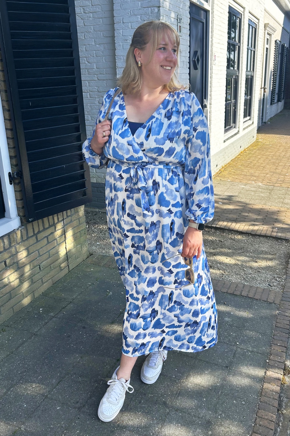 Suzie maxi jurk in wit en blauw