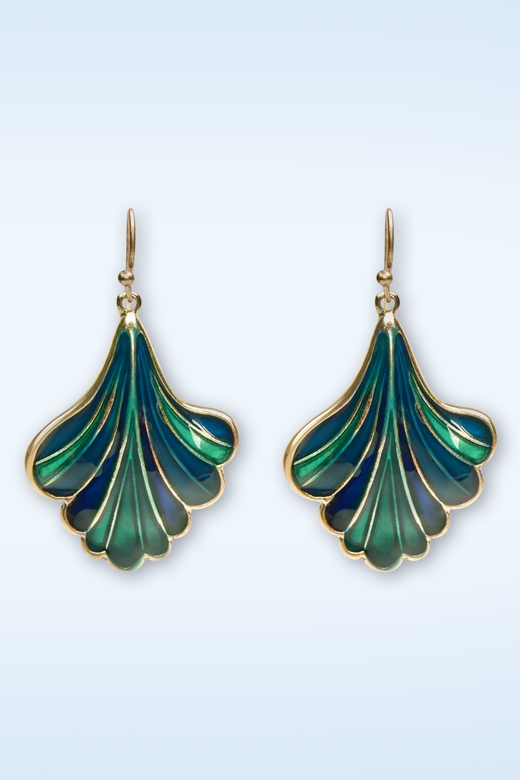 Ginko Leaf oorbellen in blauw en groen