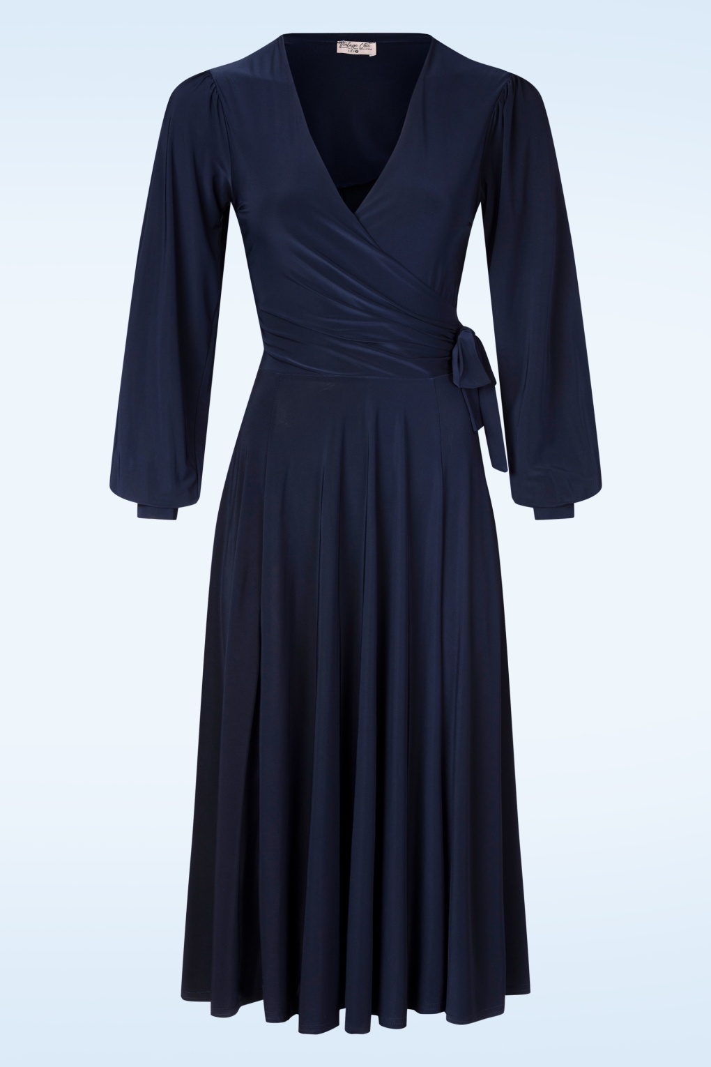 Topvintage exclusive ~ Athena slinky swing jurk in marineblauw