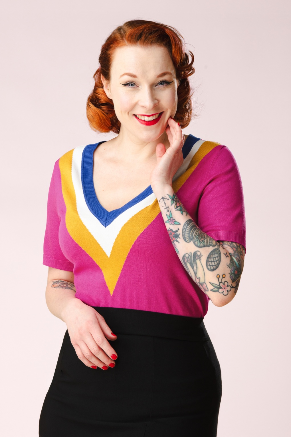 284298-Zilch-55217-Top-Fuchsia-V-Neck-260115-001W-full