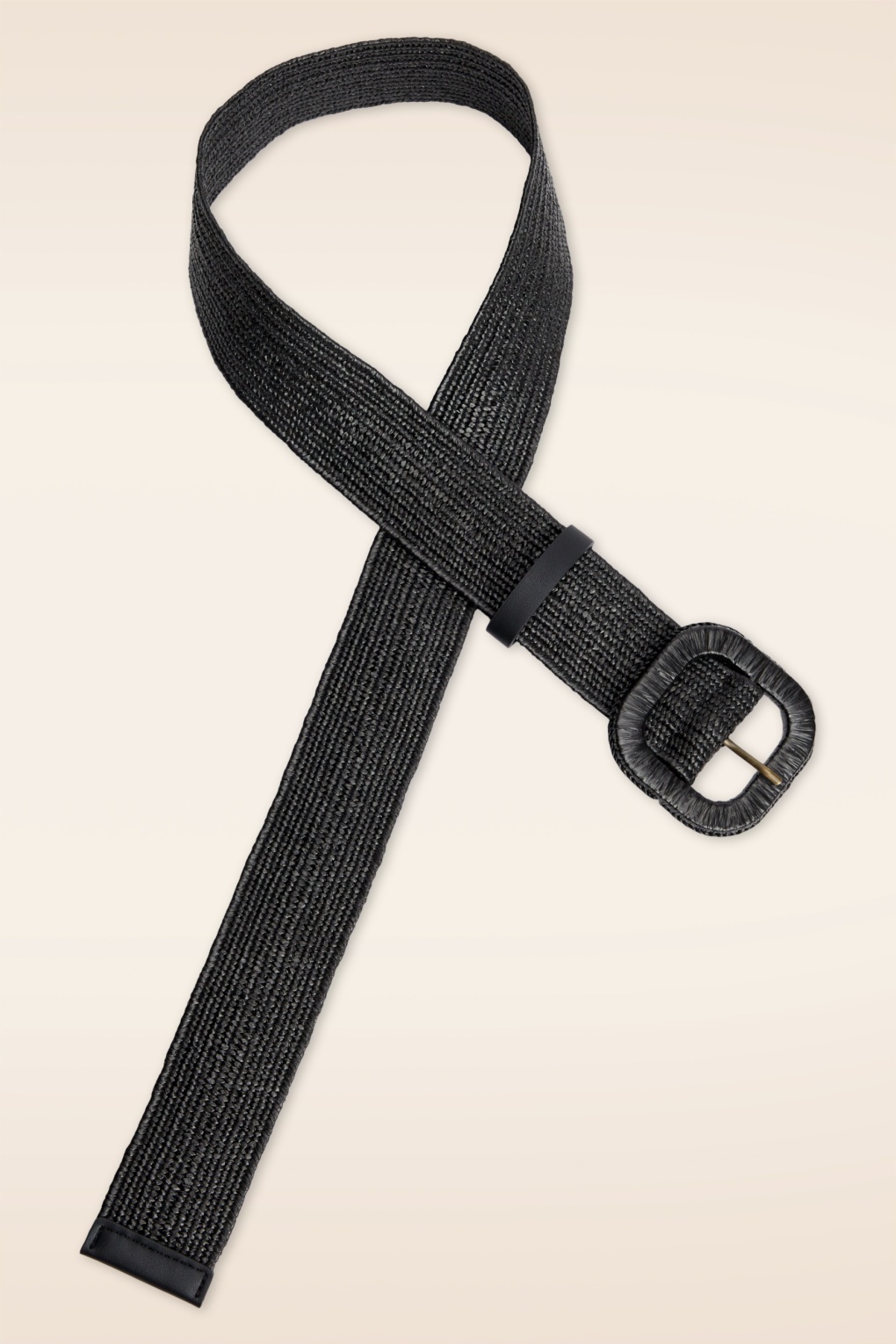 Raffia riem in zwart