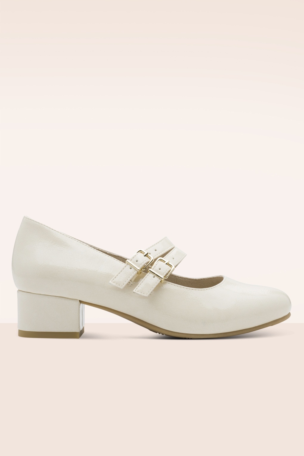 Delphine Softline Vegan lak pumps in ivoorwit