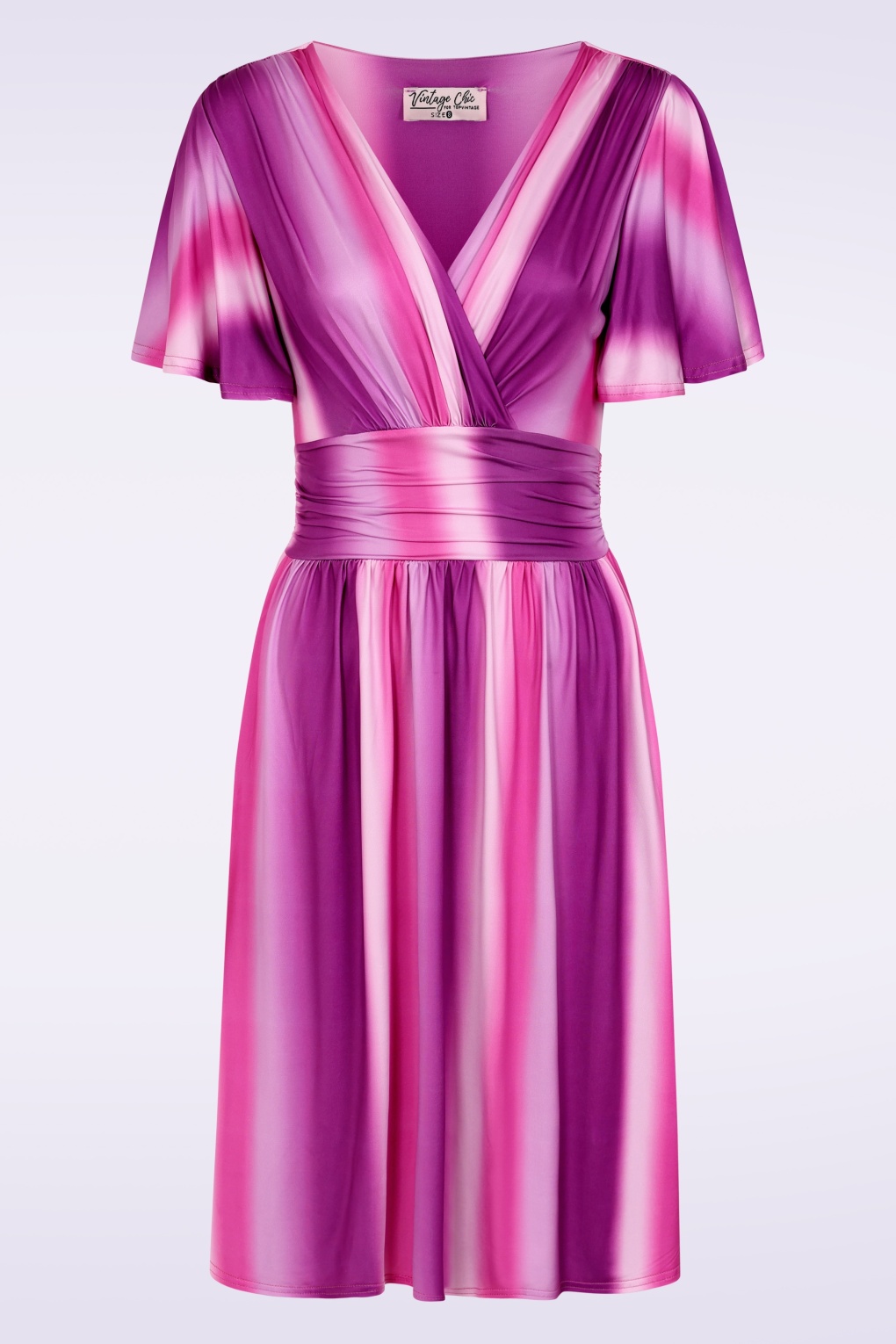 Topvintage exclusive ~ Sadie Faded Stripes swing jurk in paars