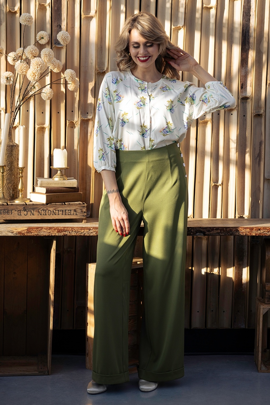 287027-Banned-55498-Ottavia-trousers-olive-green-260105-001MW-full