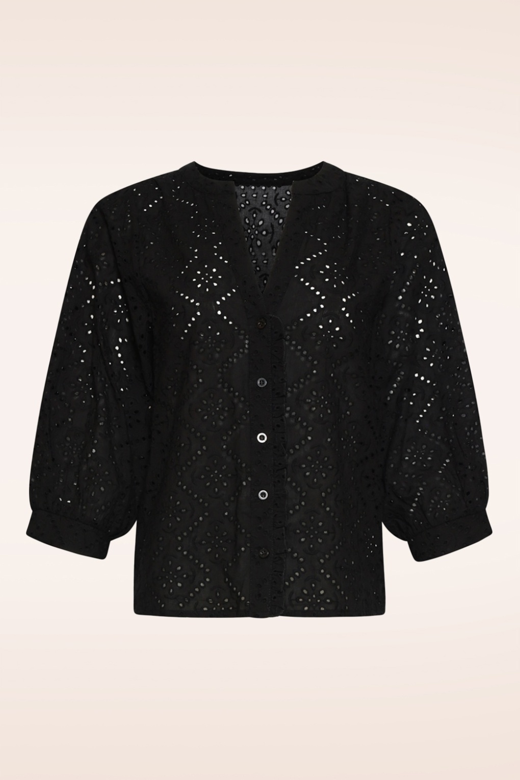 Amélie broderie katoenen blouse in zwart