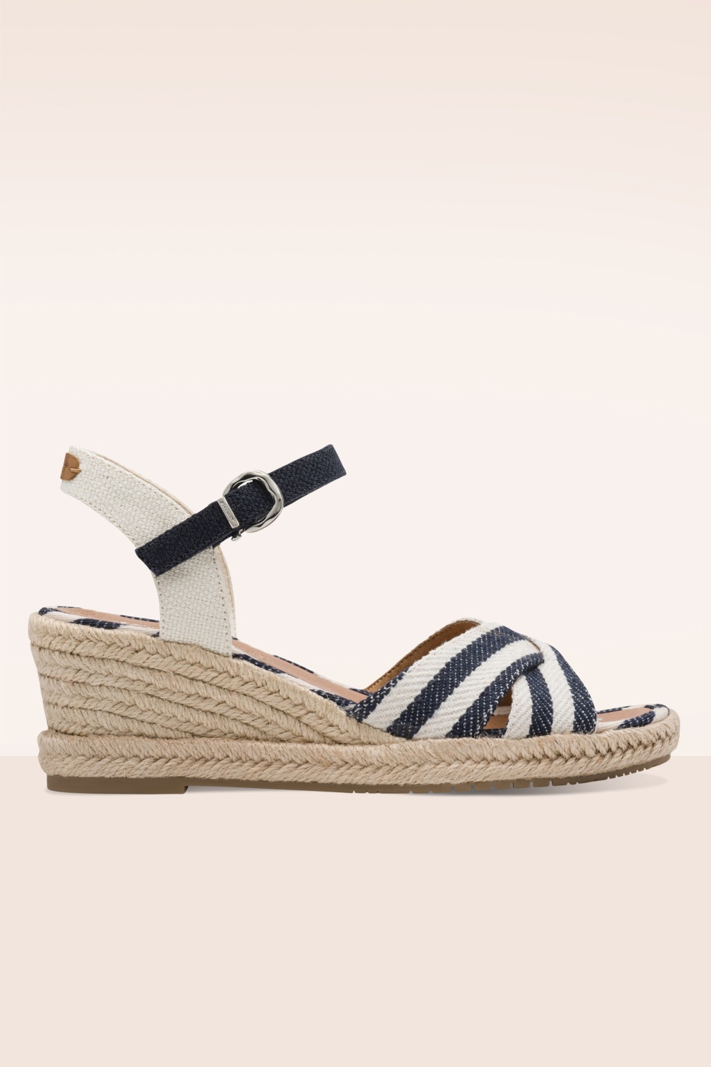 Riviera Breeze Raffia Wedges in blauw en ecru