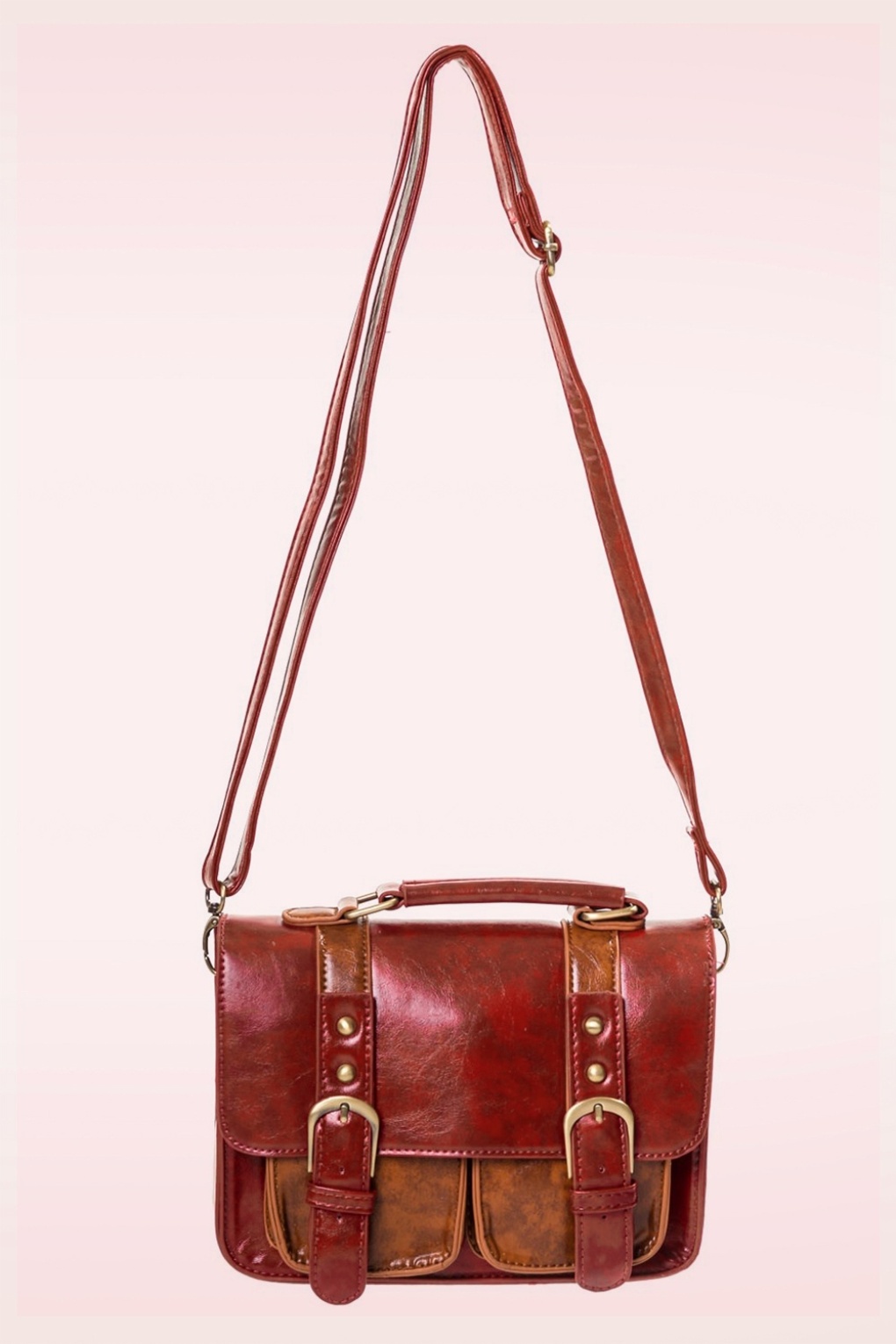 Leila handtas in rood en bruin