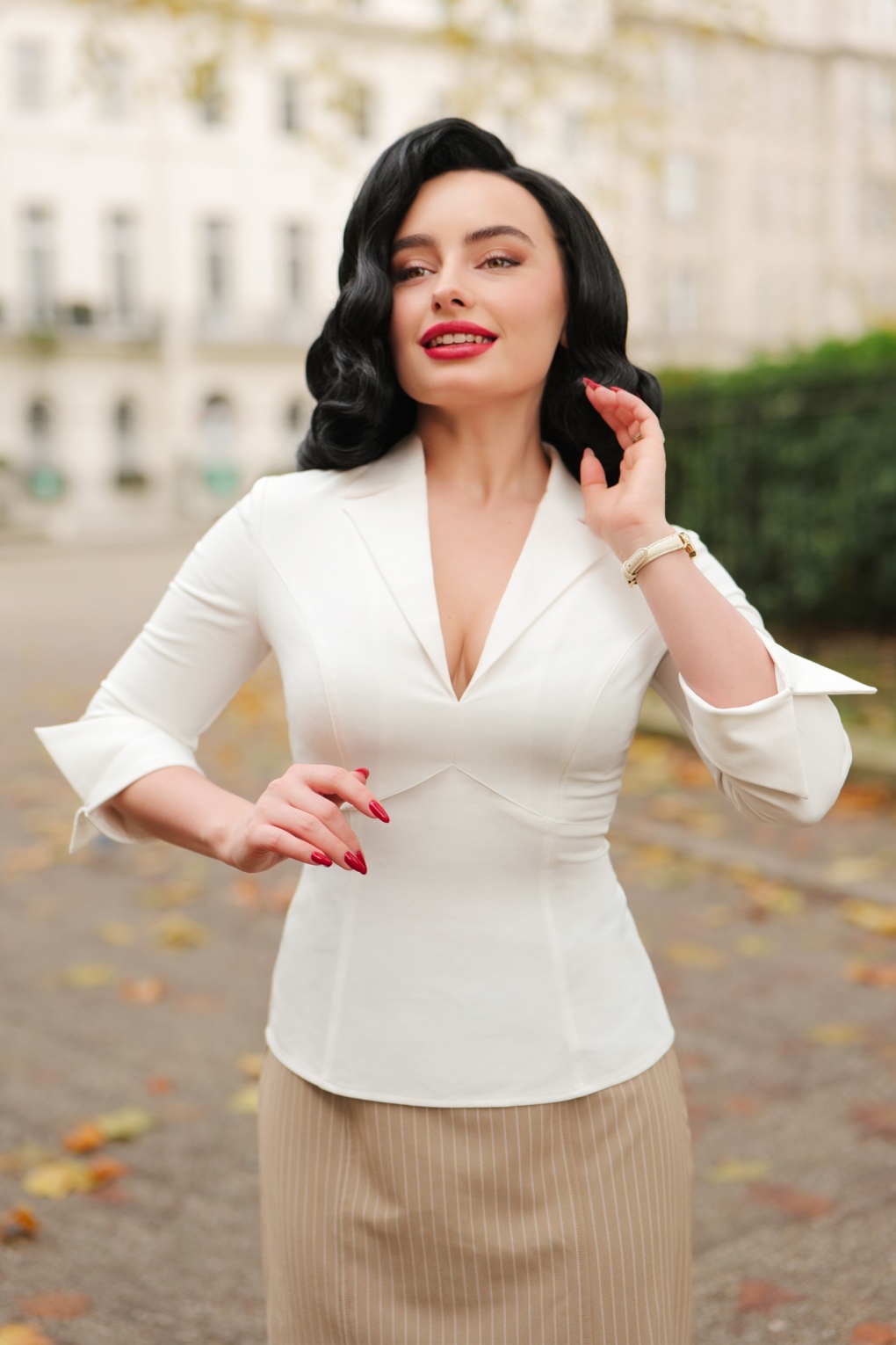 Topvintage exclusive ~ Dianne blouse in crispy wit