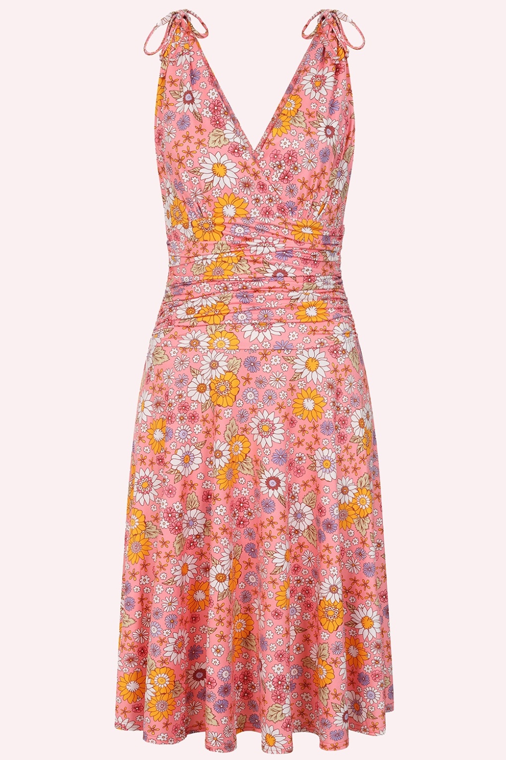Topvintage Exclusive ~ Grecian Floral jurk in roze en multi