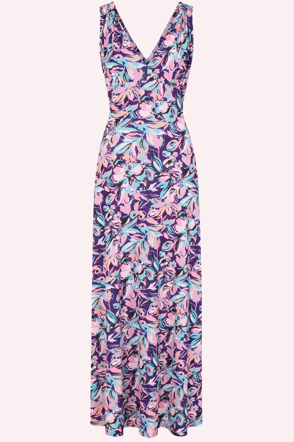 Topvintage exclusive ~ Deveny Floral maxi jurk in paars en roze