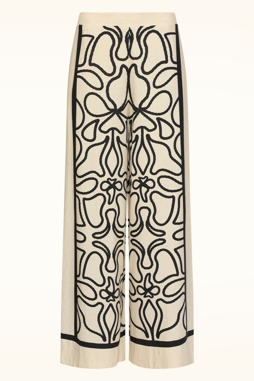 Avery Graphic pantalon met wijde pijpen in zand en zwart