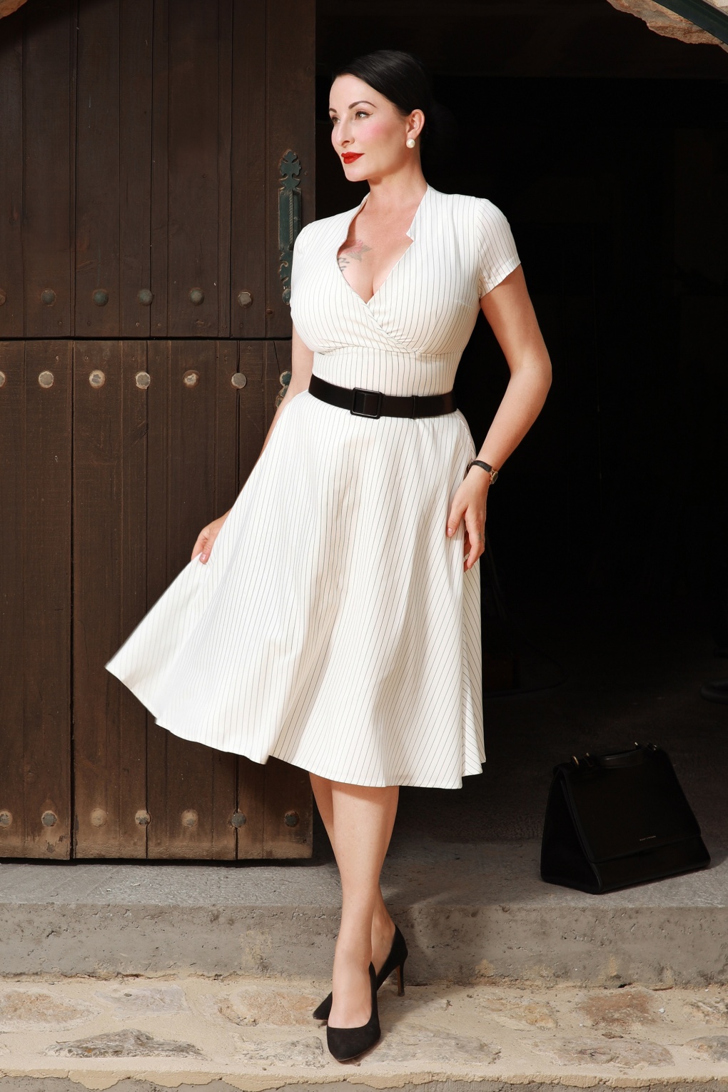 289910-Glamour-Bunny-Business-55911-Chiara-Pinstripe-Swing-Dress-White-001M-full