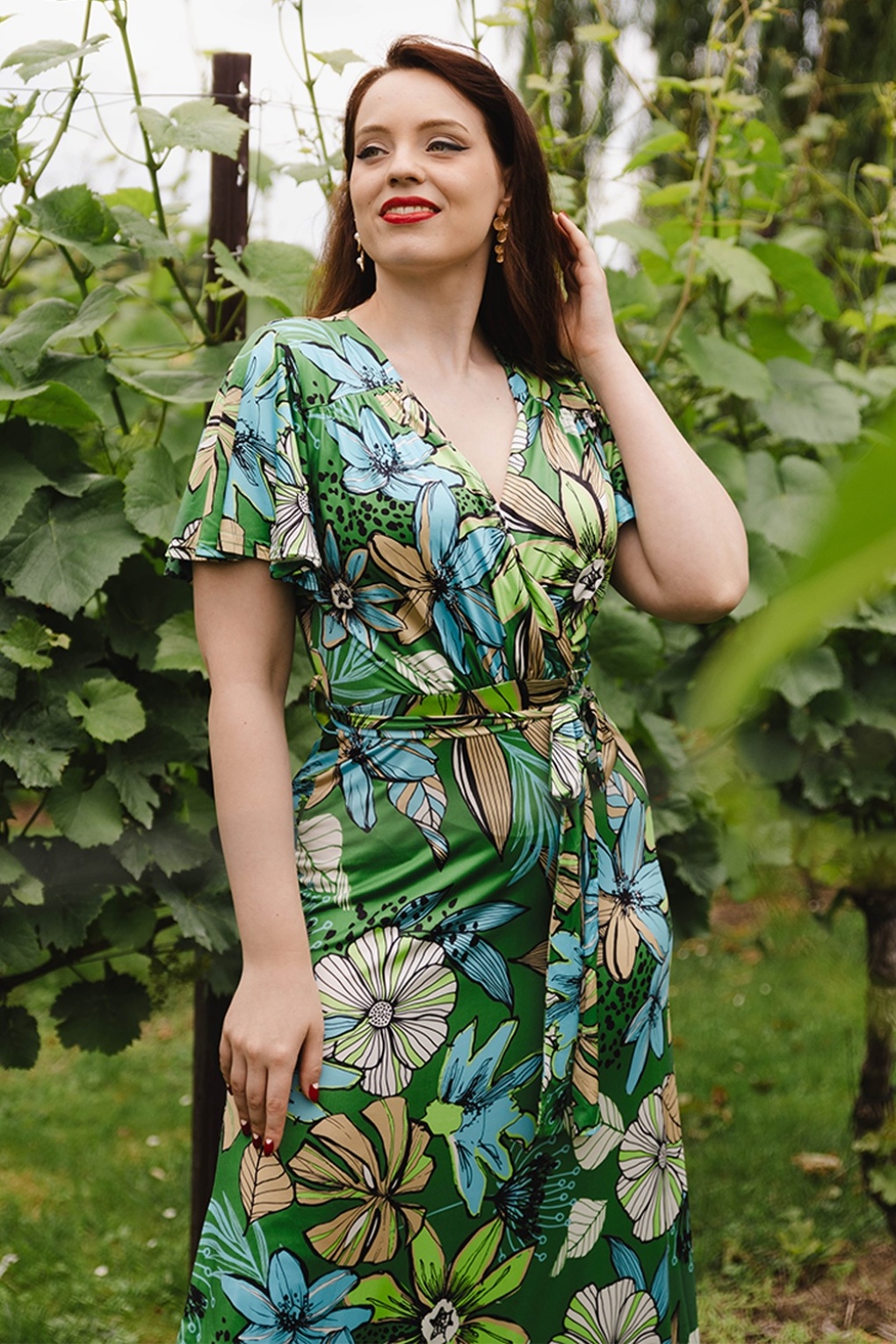 Topvintage Exclusive ~ Tammy floral maxi jurk in groen en multi