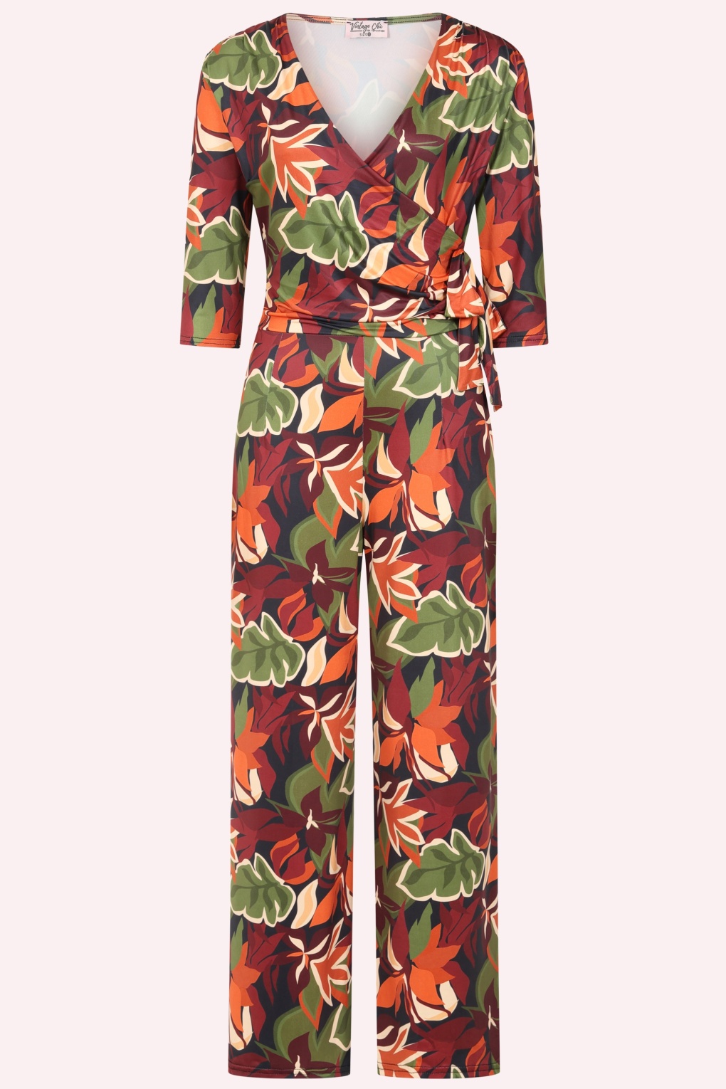 Topvintage exclusive ~ Leida Leaf Print jumpsuit in multi