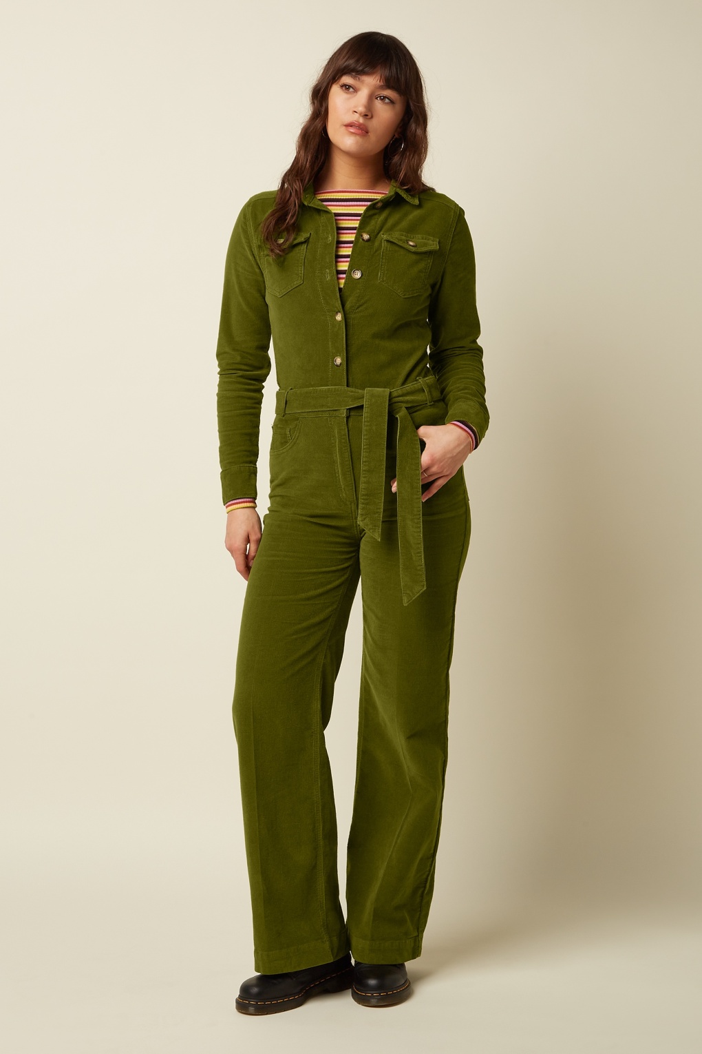 Mia Baby Cord jumpsuit in posey groen