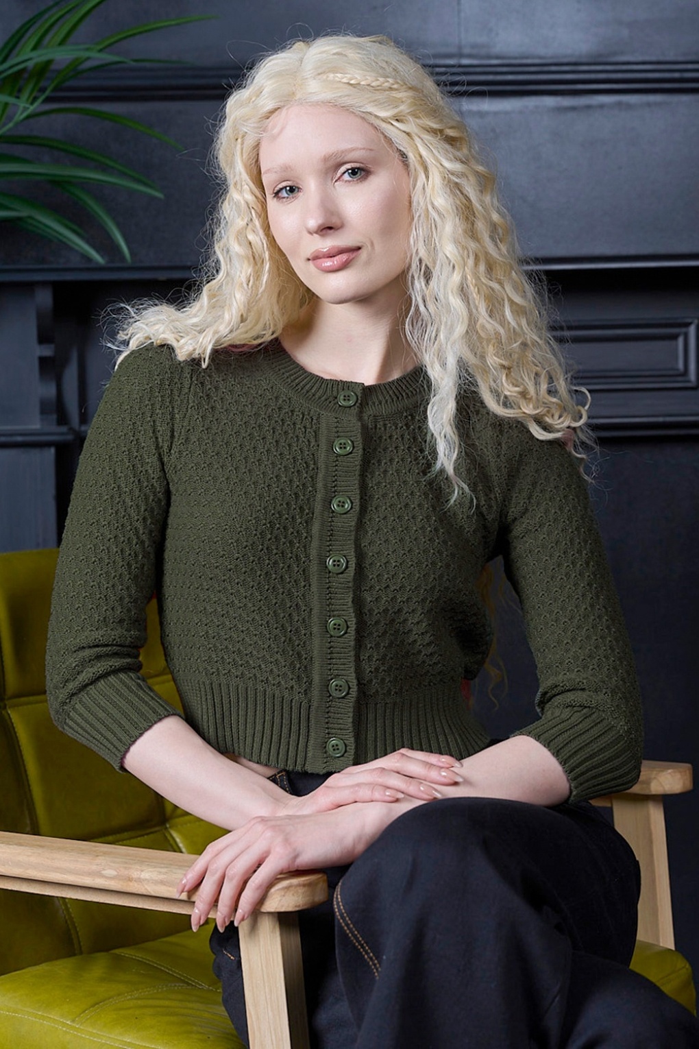 Fara katoenen vest in olijfgroen