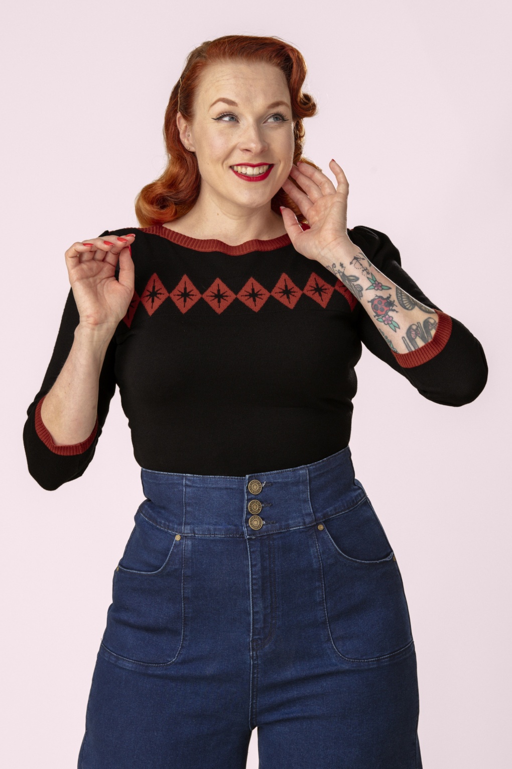 Atomic Star trui in zwart en rood