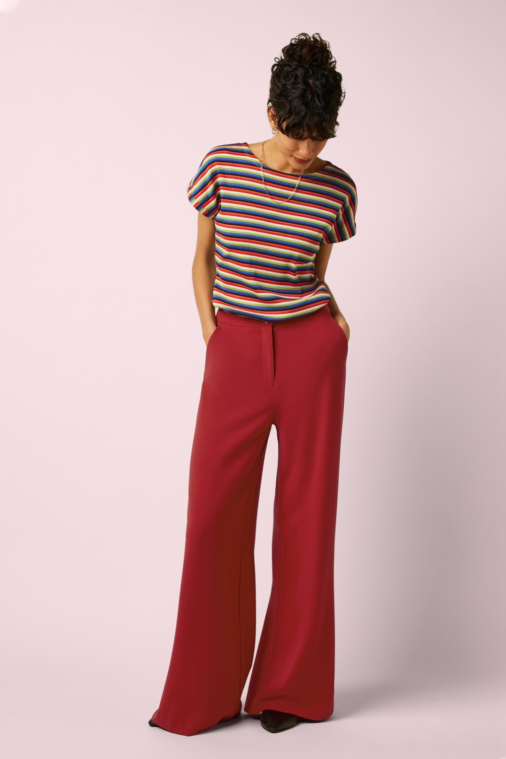 Peppa Woven Crepe broek in chili rood