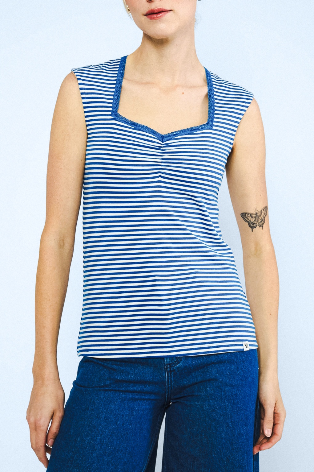 Let Romance Rule Striped top in Viva El Sol blauw