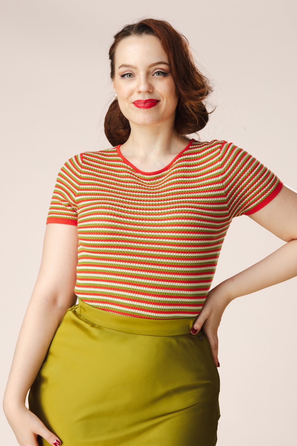 Faye Stripe gebreide top in oranje