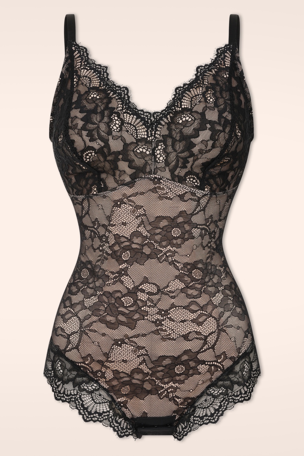 Topvintage exclusive ~ Boudoir Lace Shaping bodysuit in zwart