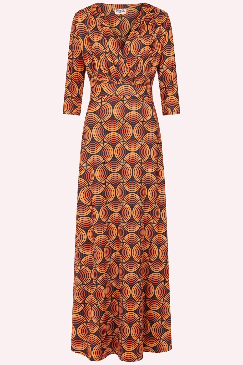 Topvintage exclusive ~ Tessy Retro maxi jurk in oranje en zwart